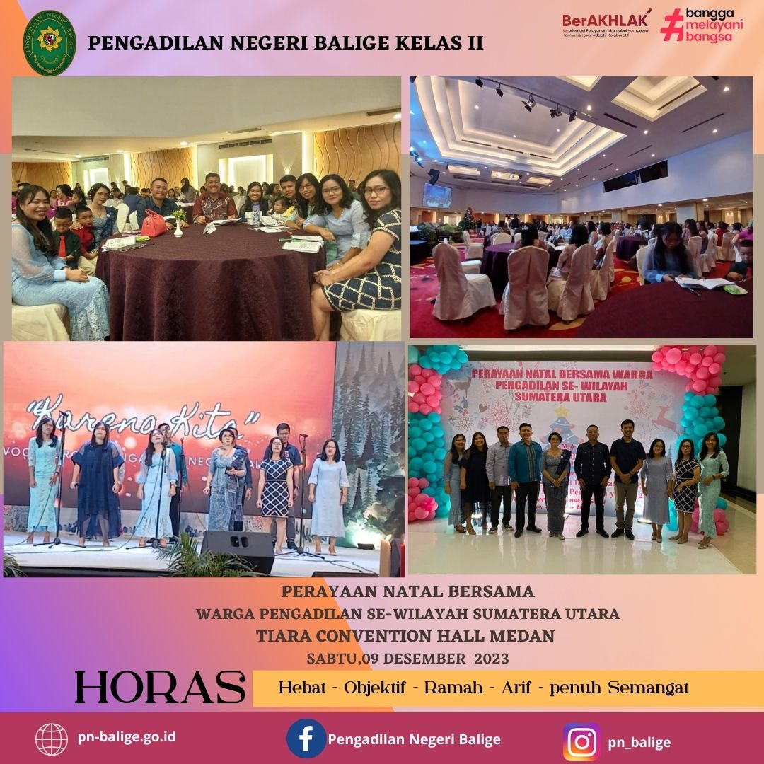 PERAYAAN NATAL BERSAMA WARGA PENGADILAN SE-WILAYAH SUMATERA UTARA TIARA CONVENTION HALL MEDAN 